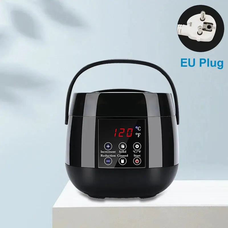 Simples Market 500ml wax heater with LCD display and EU plug, black compact wax warmer