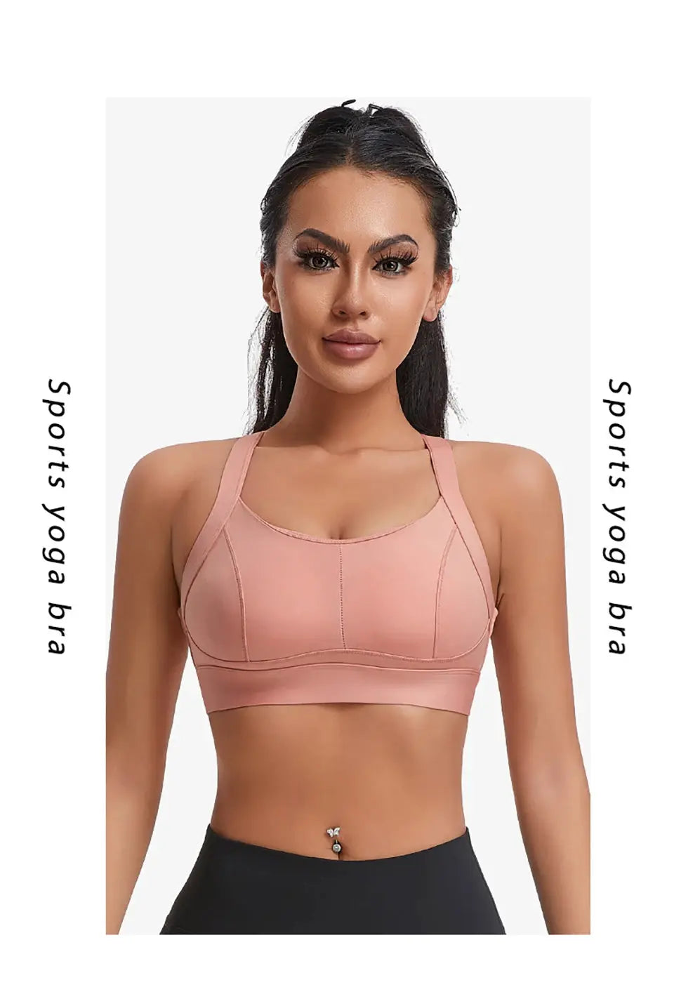 Simples Market women's pink high-impact padded sports bra with criss-cross back for workout