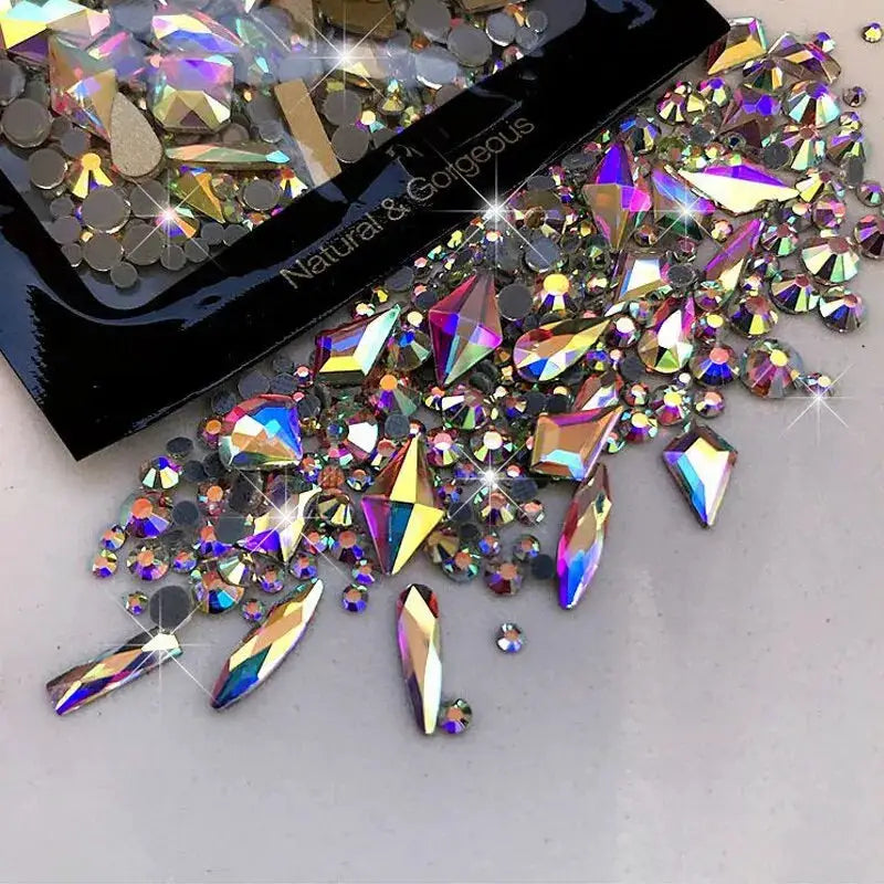 150 Round Flatback Glass Rhinestones and 20 Odd Shaped Beads for Nail Art Jewelry DIY Design