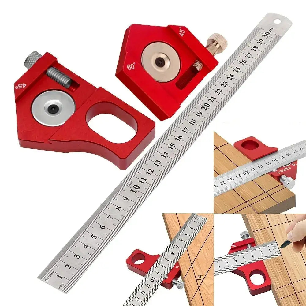 Positioning Block Stop 45 And 90 Degrees Aluminum Alloy Steel Ruler Set 3mm Thickness For Woodworking