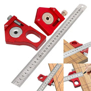 Positioning Block Stop 45 And 90 Degrees Aluminum Alloy Steel Ruler Set 3mm Thickness For Woodworking