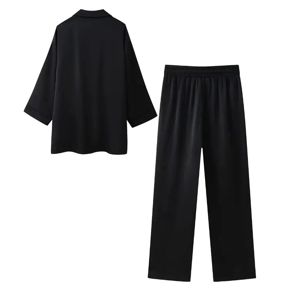 European American Double Breasted Jacket Pants Set Wrinkle 2024 Spring