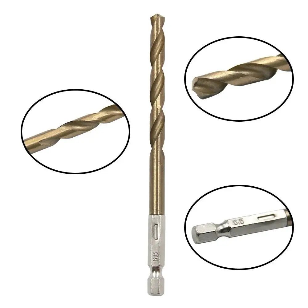 Hex Shank Twist Drill Bit Set Titanium Plated 1.5mm to 6.5mm for Electric Drill Driver