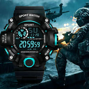 AuroraTime Mens Digital Sports Watch Large Dial Waterproof Luminous Multifunctional Alarm For Everyday Use