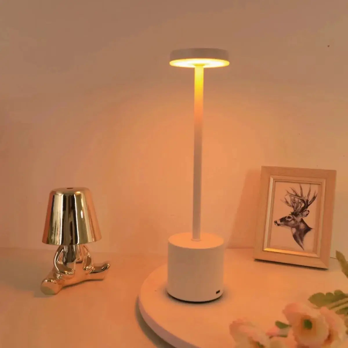 LumaNova Classic USB Rechargeable Table Lamp With Stepless Dimming, Touch Control, Night Light, And 3 Color Options