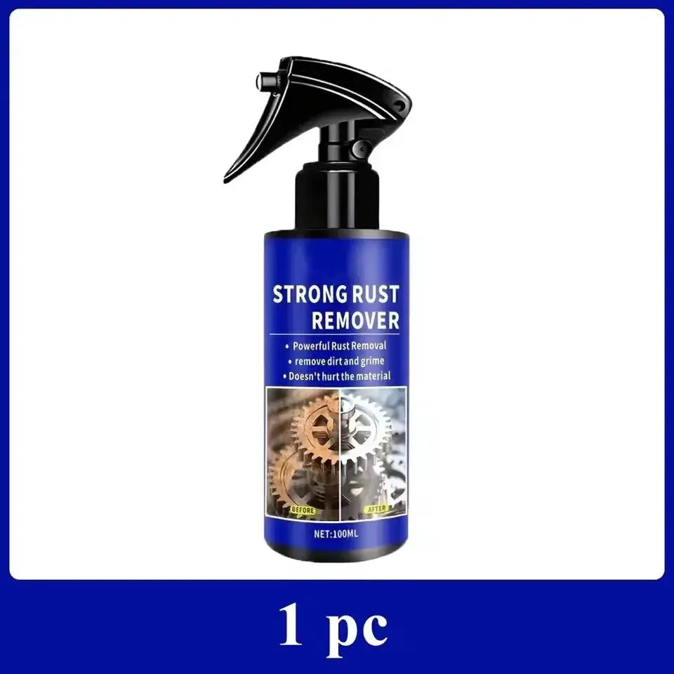 Simples Market strong rust remover spray bottle, blue 100ml with spray nozzle for automotive rust stain removal.