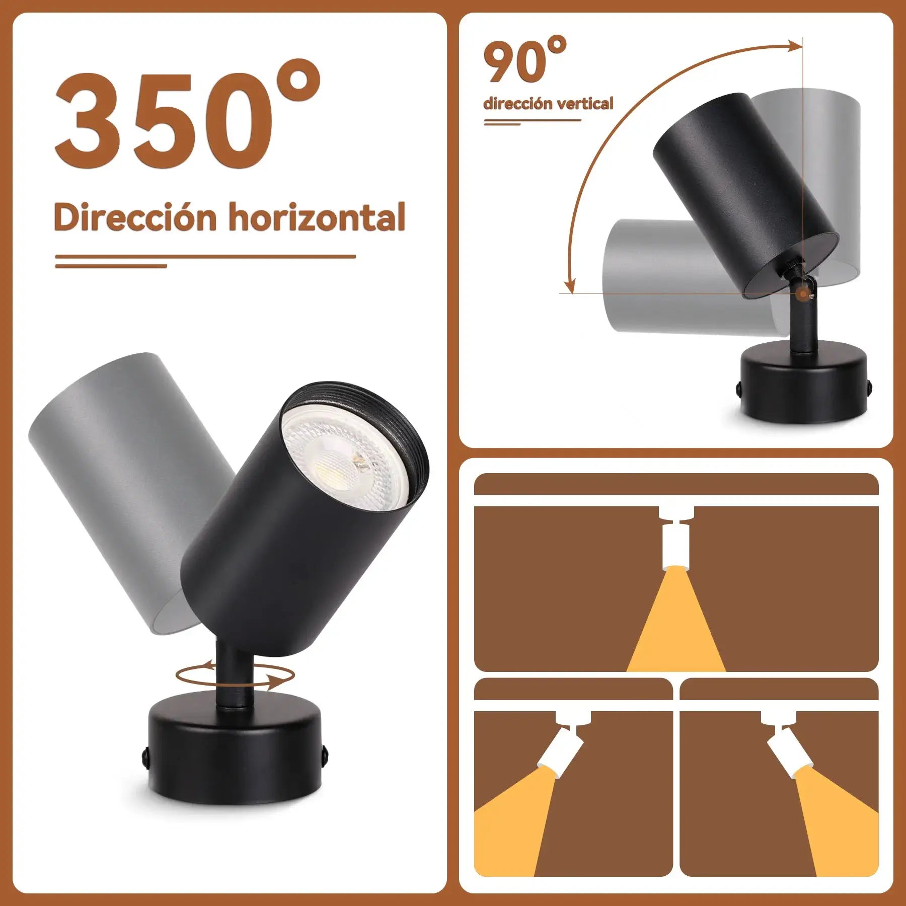 Simples Market LED ceiling spot lamp, black adjustable cylindrical head with GU10 bulb