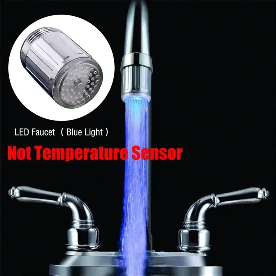 LED faucet head with blue glow, chrome water-saving aerator for kitchen/bathroom, Simples Market