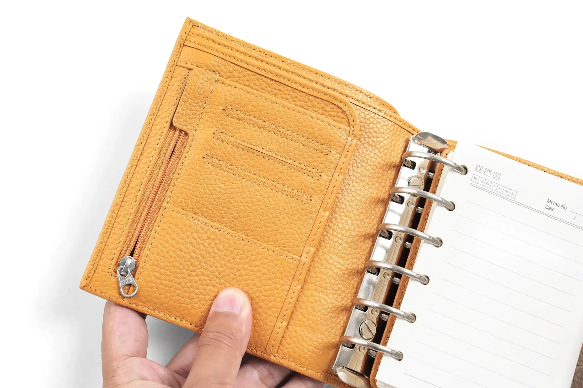 Moterm Luxe 2.0 pocket planner in tan pebbled leather with 30mm ring binder
