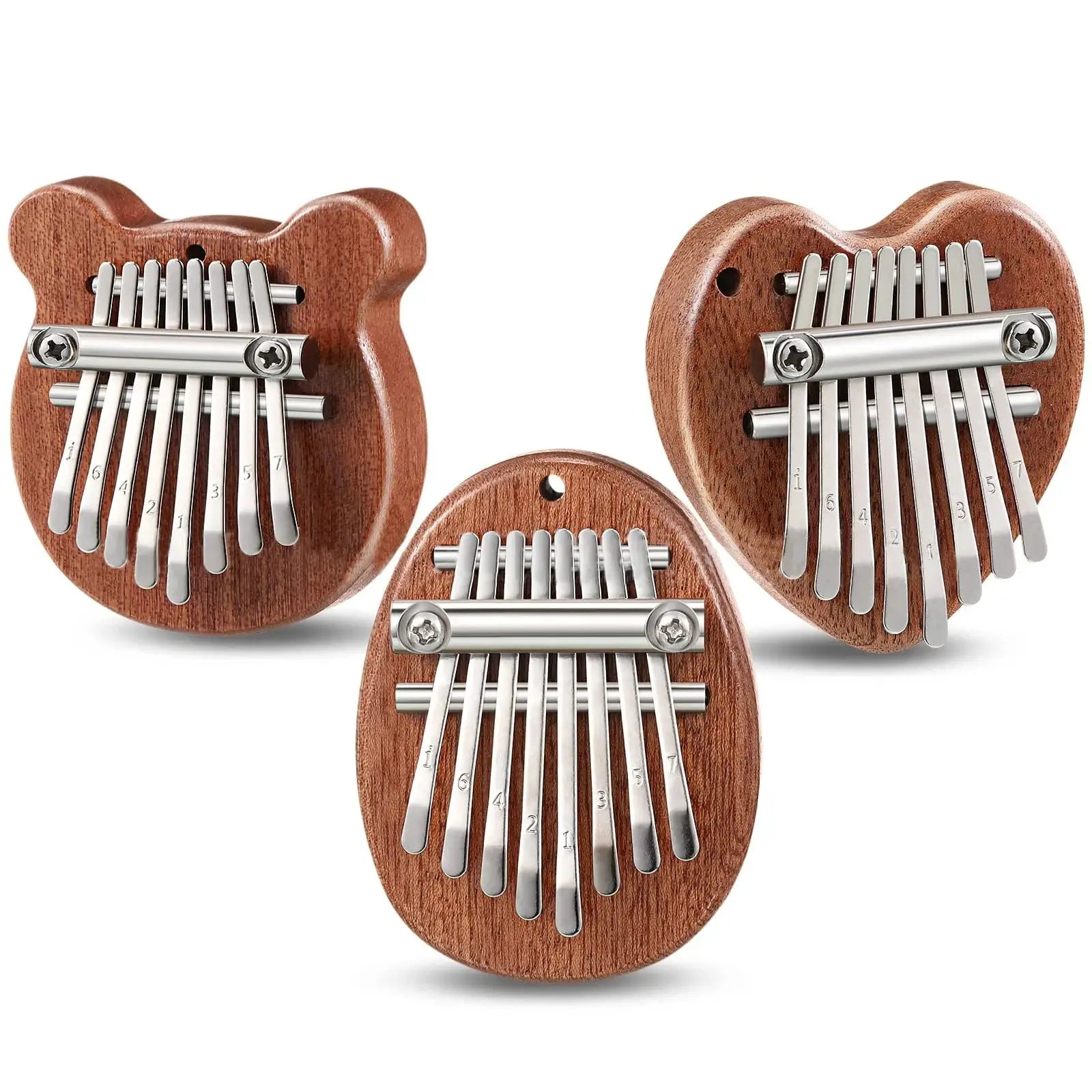 8 Keys Mini Kalimba Wooden Thumb Piano With Lanyard Sapele Wood Portable Gift Set For Kids And Adults