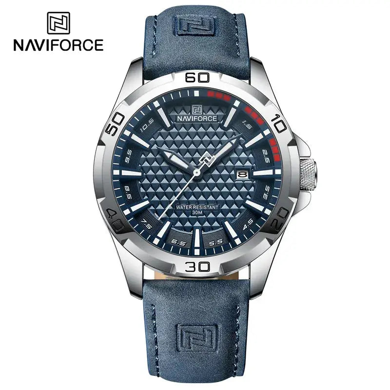 Naviforce Men Quartz Watch With Leather Strap Casual Sport Timepiece Water Resistant For Everyday Wear