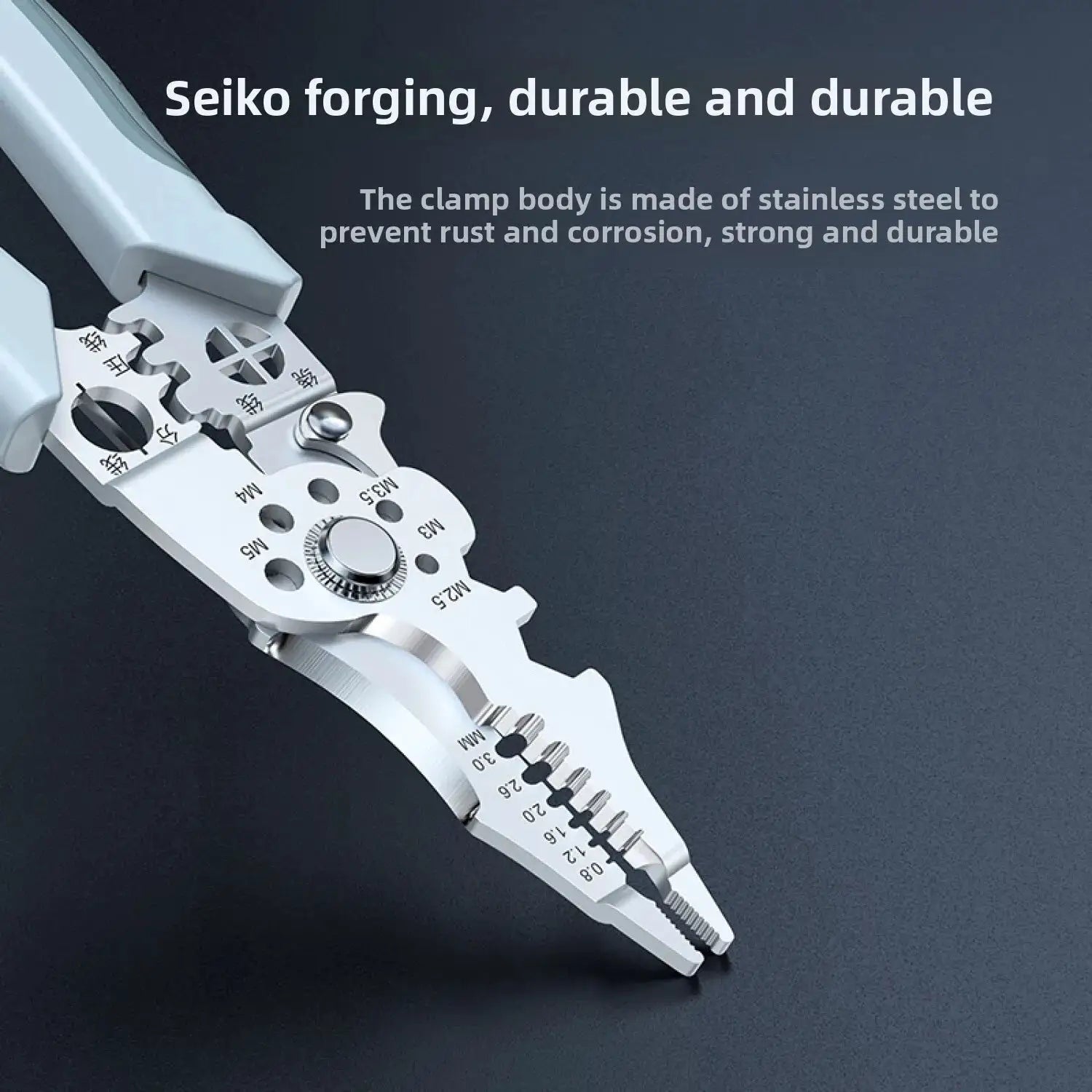 8.5 Inch Multi Functional Wire Stripper Cutter Crimper Heavy Duty Stainless Steel Pliers Ergonomic Grip