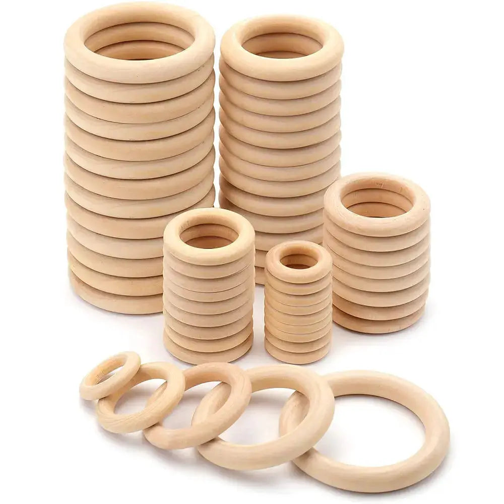 Unfinished Solid Wooden Rings 15 To 100mm Natural Wood Rings For Macrame DIY Crafts Wood Hoops Ornaments Jewelry Making
