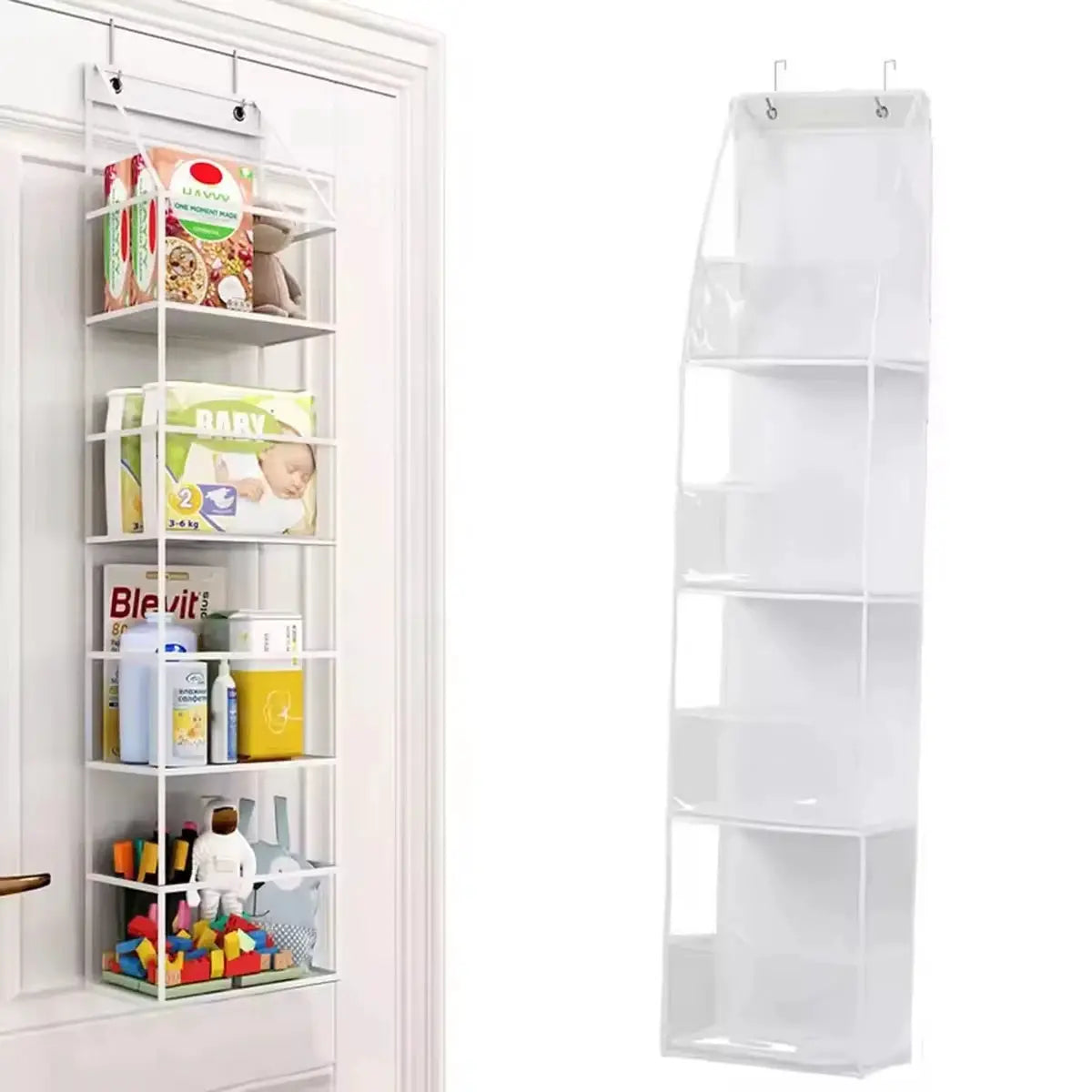 Simples Market white fabric hanging storage bag organizer, 4/6-layer, multi-pocket behind-the-door.