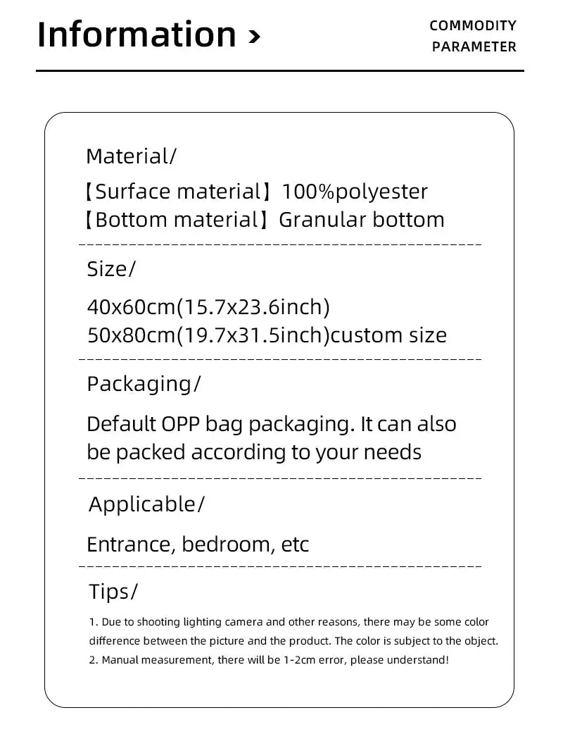 Simples Market 1-piece multi-purpose sponge mat with polyester top and granular bottom; sizes 40x60 and 50x80 cm