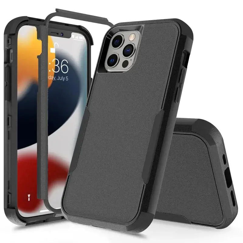 Simples Market 3-layer shockproof iPhone case in black, rugged armor bumper design