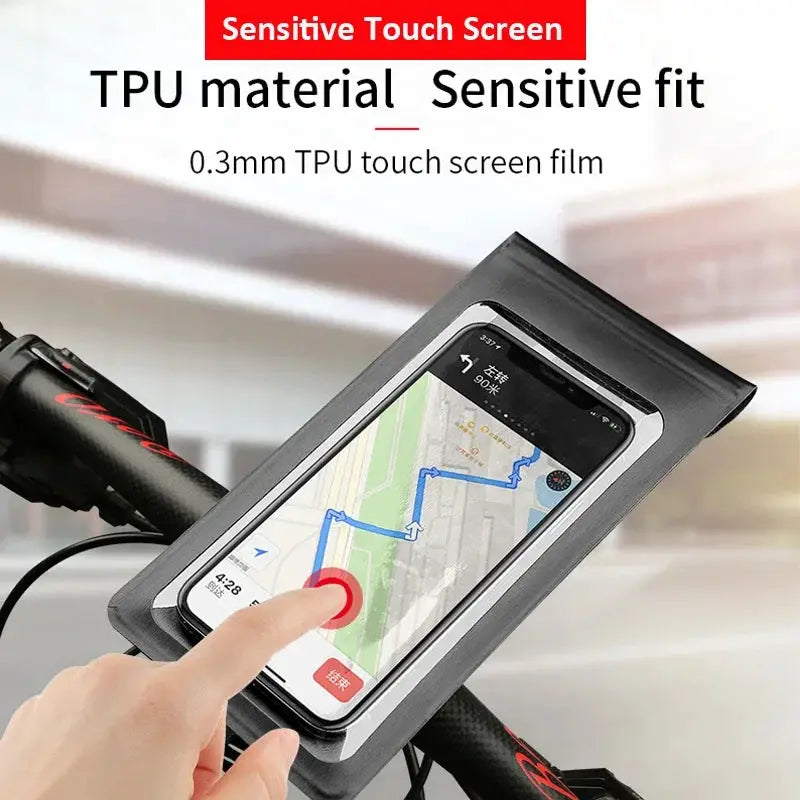 CycleGuard Waterproof Bicycle Phone Holder With TPU Touch Screen For 6.5 Inch Smartphones Full Screen Access
