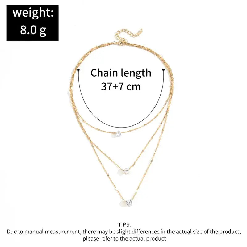 Daipan Zircon Pendant Necklace For Women Multilayer Chain Choker Party Fashion Jewelry Gift