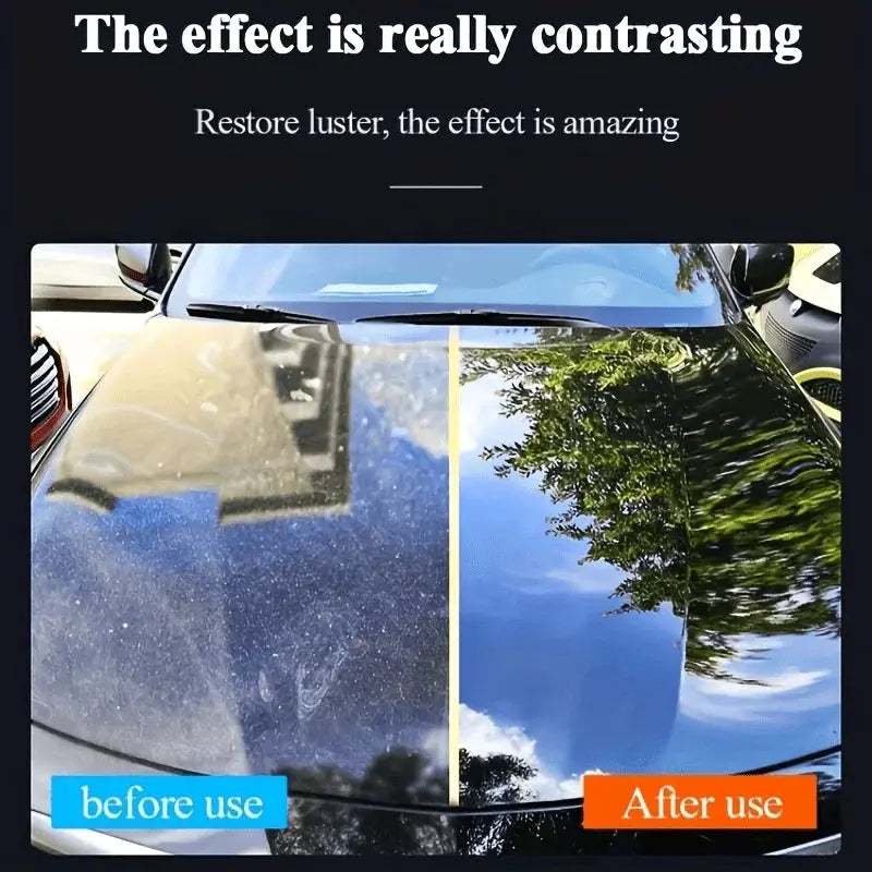 Ceramic nano polish wax for car paint by Simples Market; left dull, right glossy hydrophobic finish