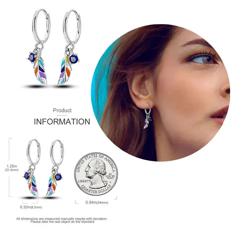 925 Silver Hoop Earrings For Women Zircon Heart Shape Star Eardrops Original Fashion Jewelry