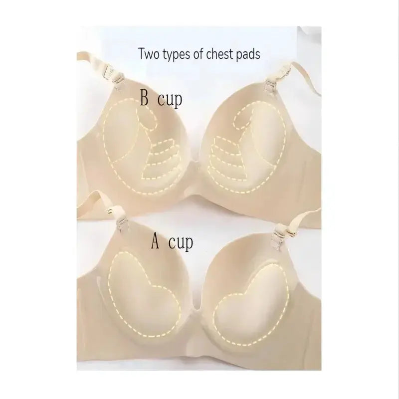 Women seamless wireless bra set in beige; A cup and B cup, two-pack, Simples Market