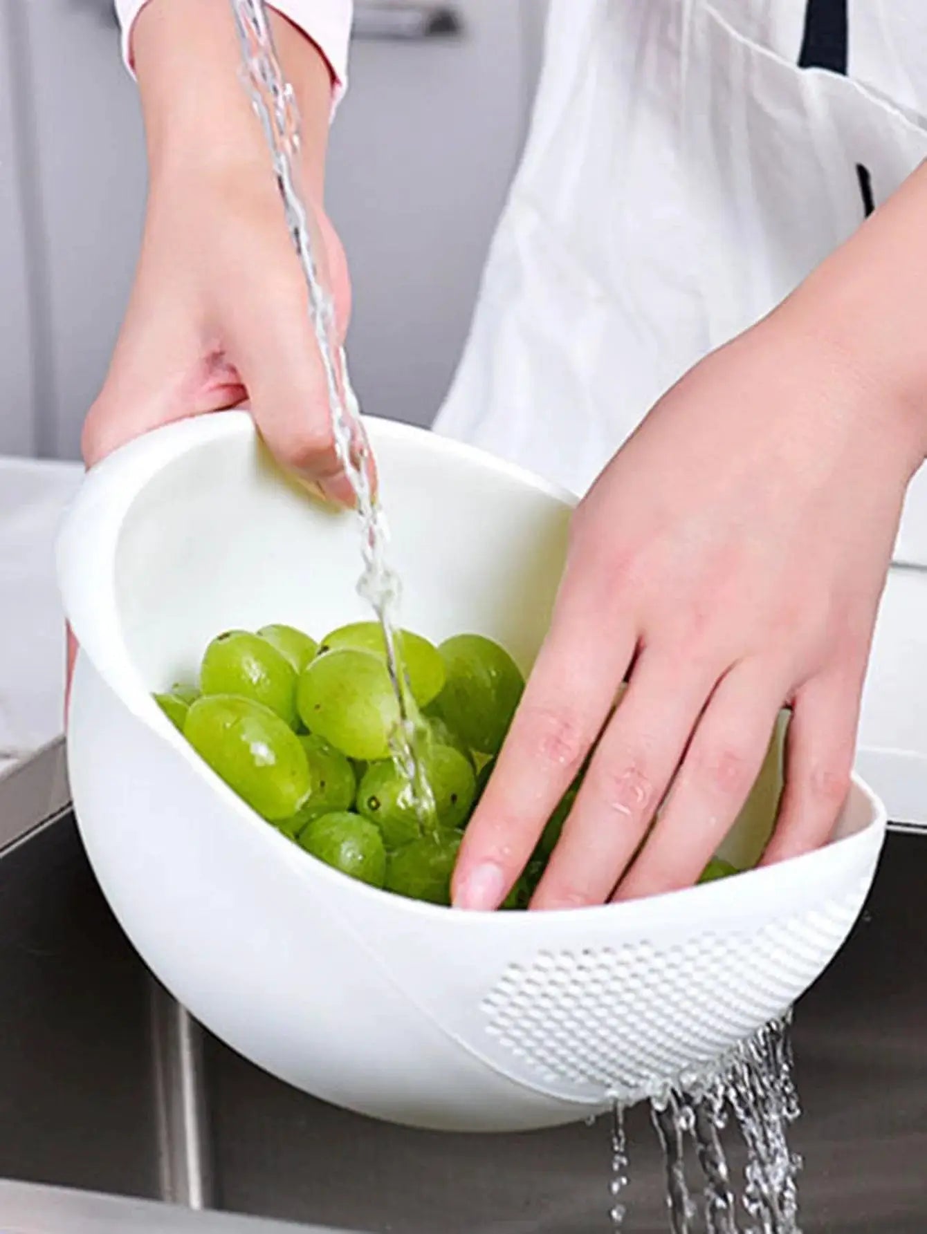 Three In One Colander Rice Bowl Drain Basket With Handle For Fruit Vegetables Washing Kitchen Organizer