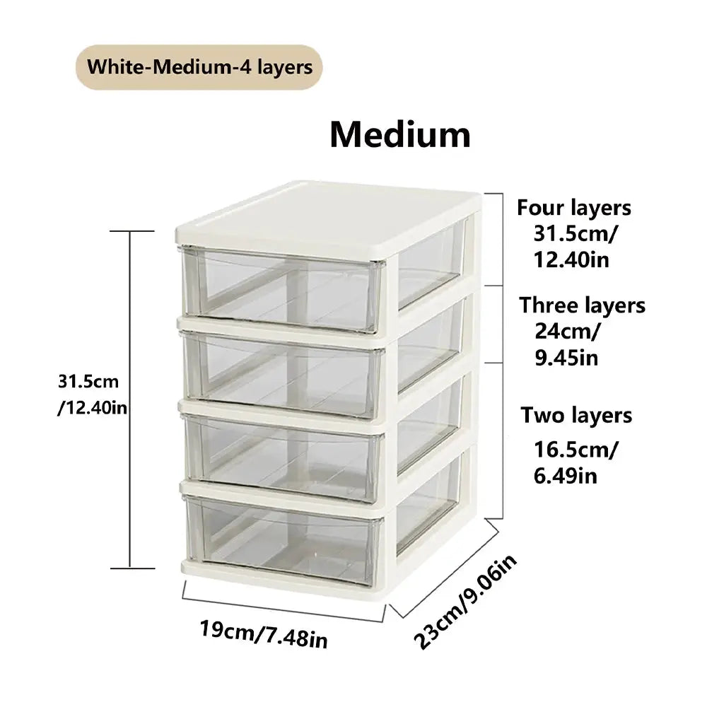 Clear Desktop Storage Box With Drawer Heightened Table Organizer Plastic Office Cabinet For Stationery Cosmetics