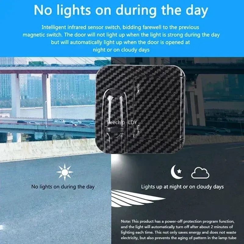 Simples Market wireless HD laser car door projector LED welcome light carbon-fiber square module 2/4pcs battery powered