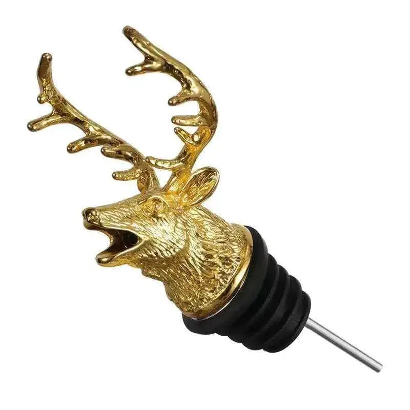 Golden Deer Head Bottle Oiler With Cork Stopper For Wine And Olive Oil Dispenser