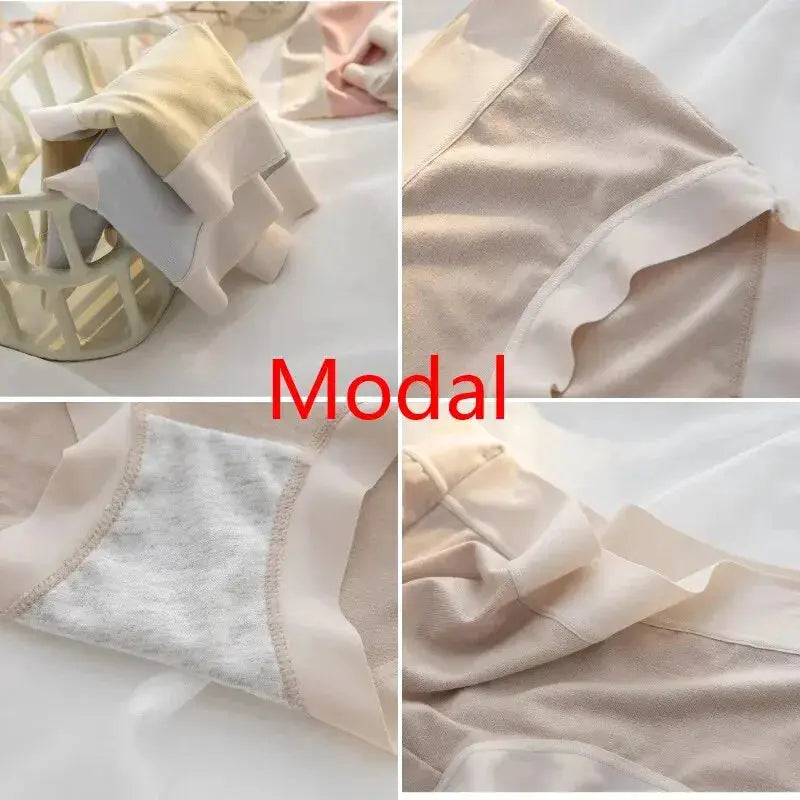 Simples Market 4-piece set of women's seamless modal panties in nude tones