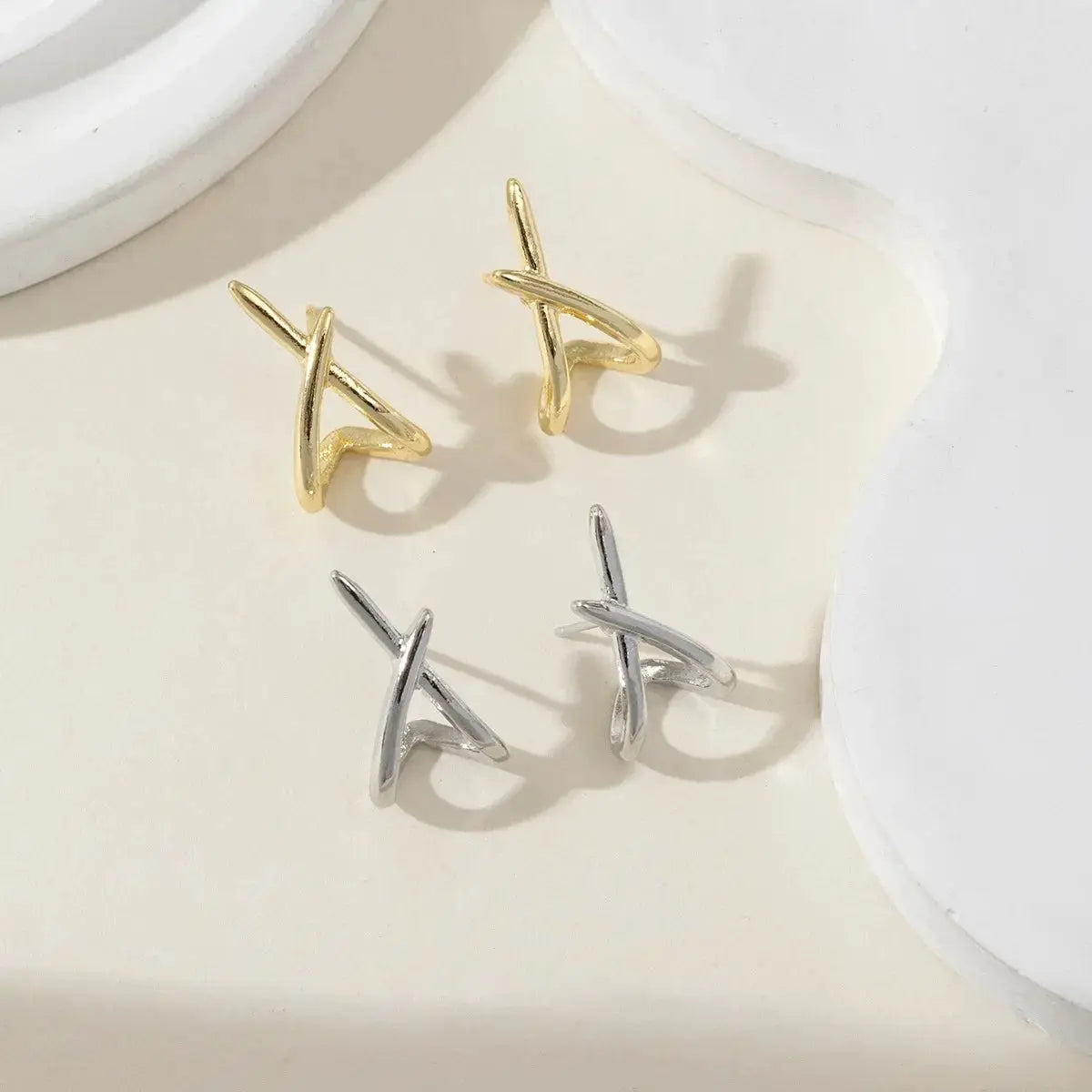 LATS Trendy Gold Color Cross Stud Earrings For Women Dainty Minimalist Earrings Fashion Jewelry Party Gifts Wholesale