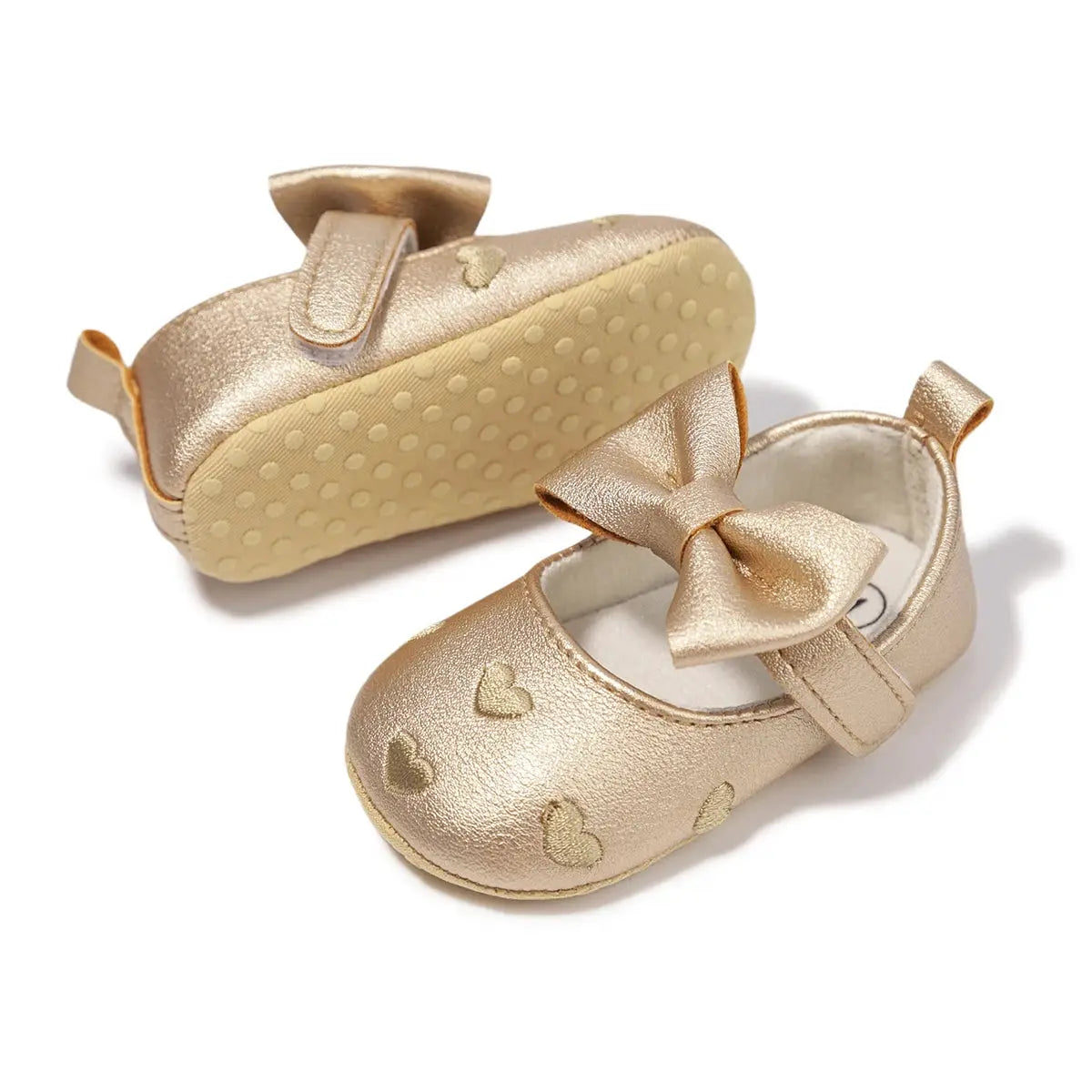 Meckior Baby Shoes Classic Bow Knot Heart Anti Slip Soft Sole First Walkers 0 To 18 Months