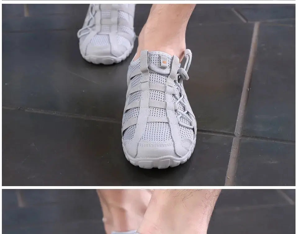 BONA men's running shoes, grey mesh upper, lace-up athletic sneakers, pair shown