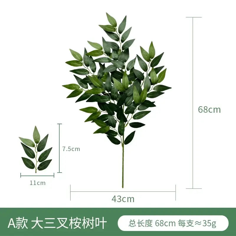 Artificial eucalyptus plant arrangement by Simples Market, two pieces: large 68 cm stem and 11 cm sprig, green leaves.