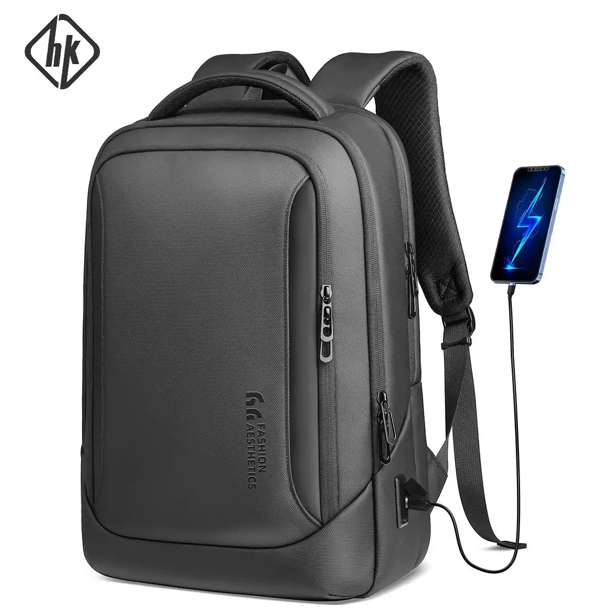 HK Men's Designer Laptop Bag Waterproof School Bags for College Boys Male Business Sports Travel Backpack Men With USB Charging - Simples Market