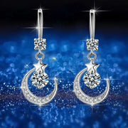 Star Moon Drop Earrings For Women Fashion Jewelry With Kyanite Stones Zinc Alloy