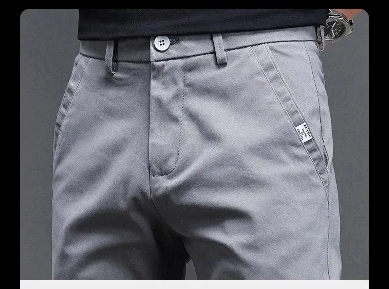 Men's casual pants, gray slim-fit stretch cotton, 97.8% cotton, Simples Market