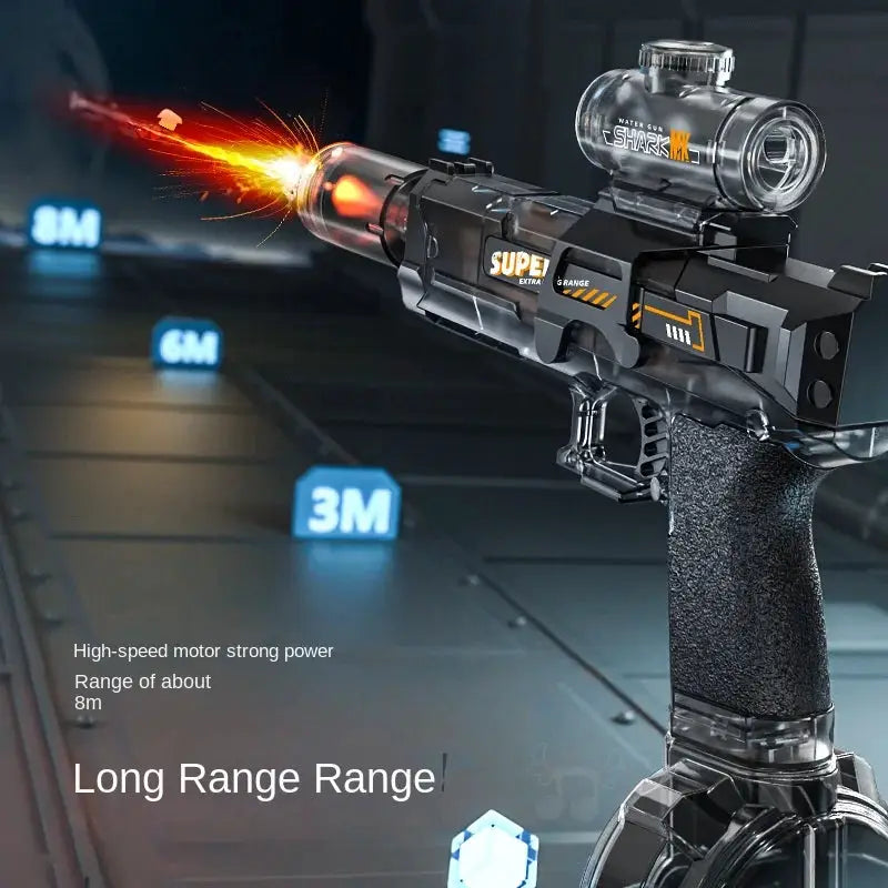 Electric Water Gun With Light and Flame Effect High Pressure Spraying for Outdoor Water Battles