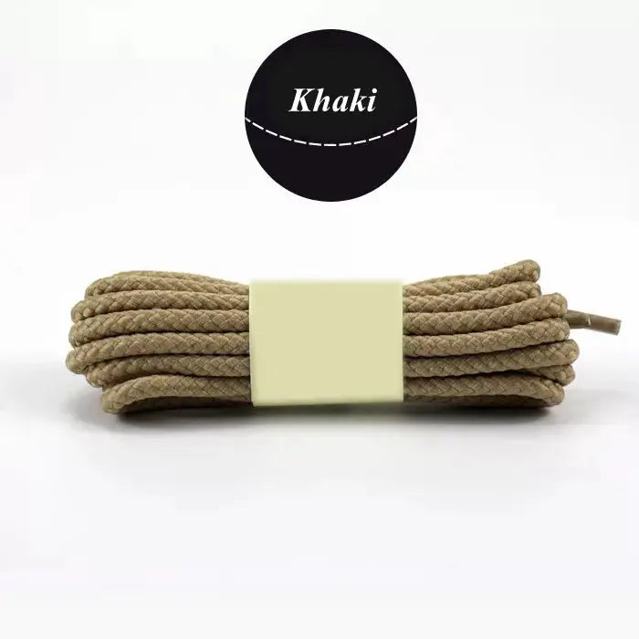 1Pair khaki round braided shoelaces for outdoor sneakers