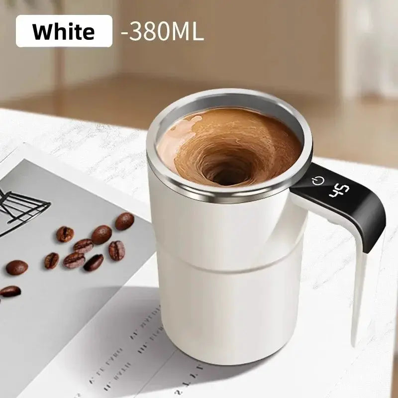 380ml Electric Coffee Self Mixing Mug IP67 Waterproof USB Charging Digital Display Automatic Magnetic Stirring Cup