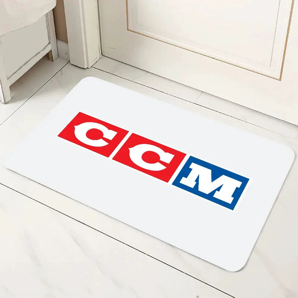 CCM Retro Ice Hockey Logo Non Slip Microfiber Doormat All Season Durable Washable Floor Mat For Entrance Bath Kitchen