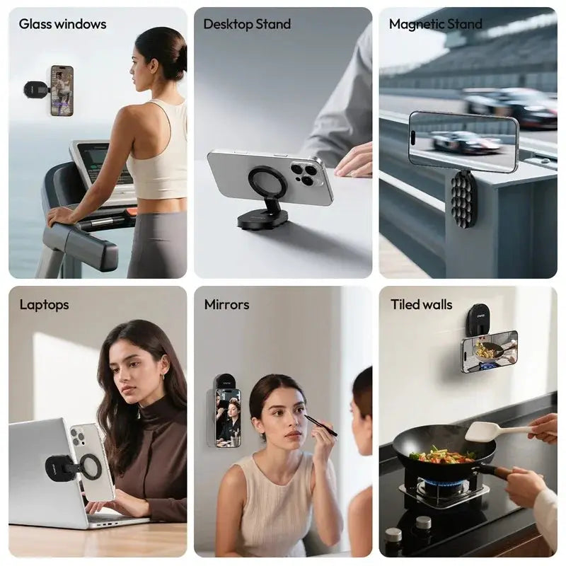 Original Ulanzi MA39 MagLock suction-cup phone mount by Simples Market for iPhone on desk, wall, and glass
