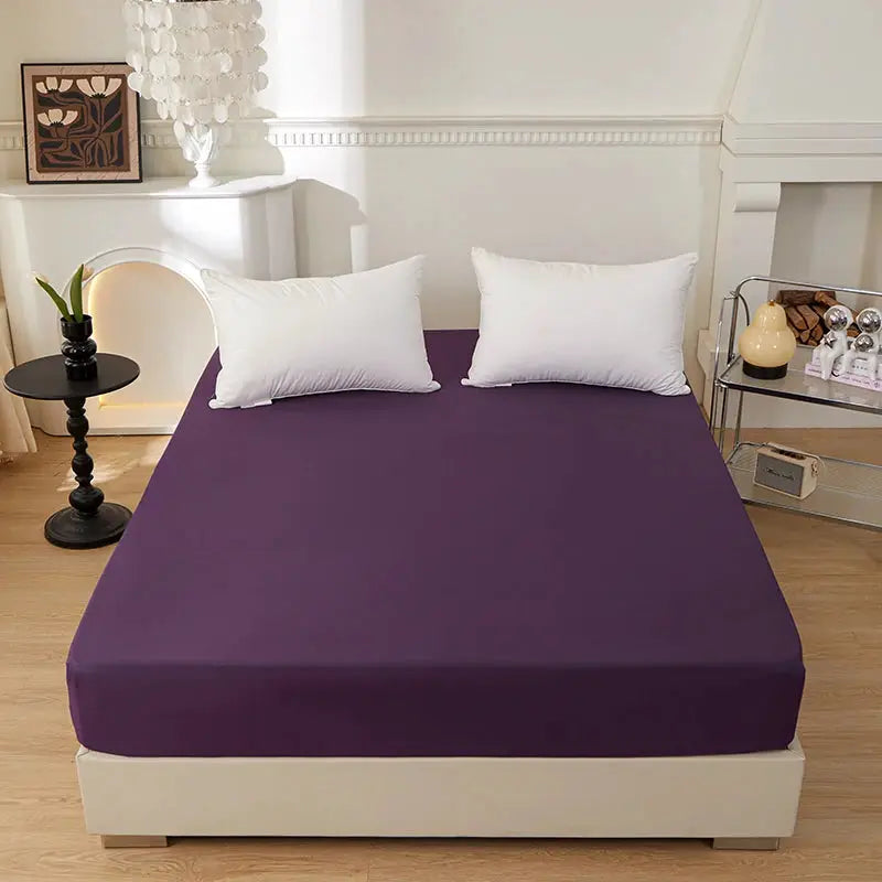 Fitted sheet by Simples Market, purple solid, 100% polyester with elastic edges