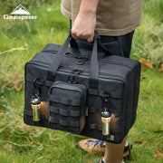 CAMPINGMOON BK-46 large capacity storage bag, black tactical organizer with front pouches and Campingmoon logo