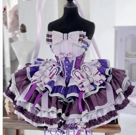 Girls Birthday Lolita Dress Tube Top Satin Bowknot Pettiskirt Mini