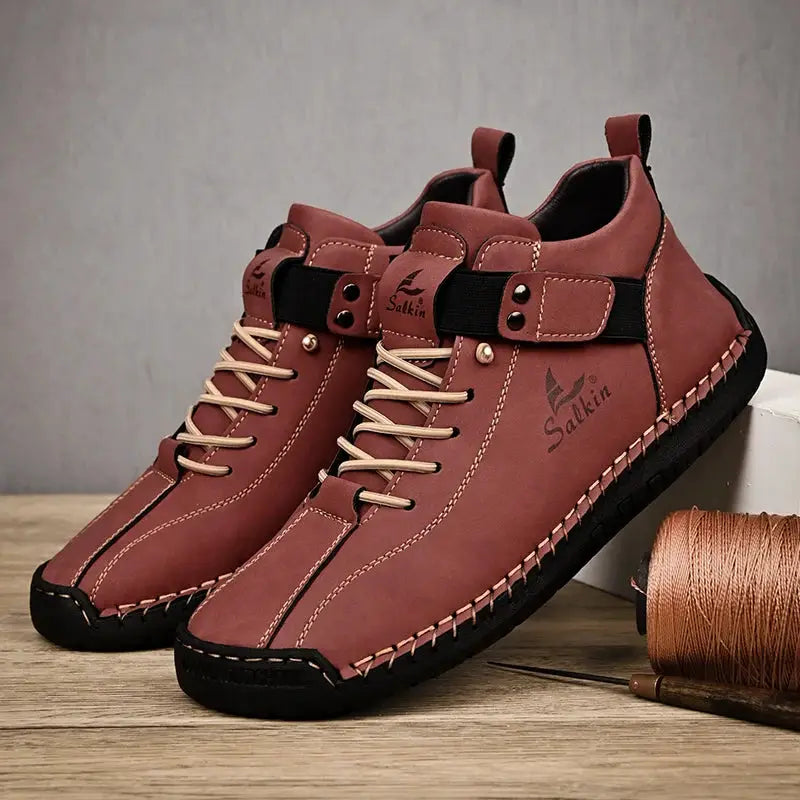New 2025 Handmade Leather Casual Shoes For Men Breathable Sneakers Ankle Boots Outdoor