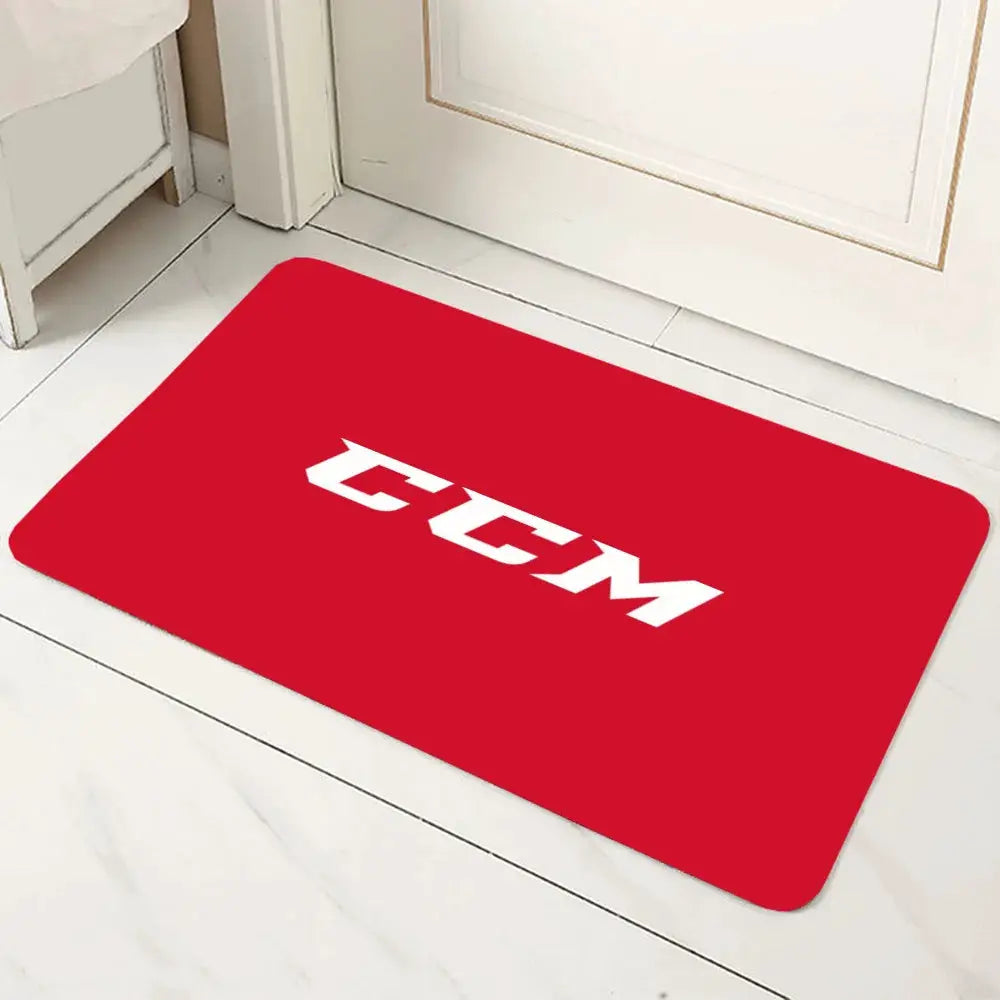 CCM Retro Ice Hockey Logo Non Slip Microfiber Doormat All Season Durable Washable Floor Mat For Entrance Bath Kitchen