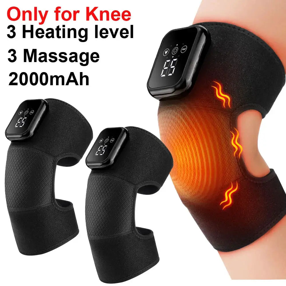 Simples Market electric knee massager set with two black neoprene sleeves and digital control panels