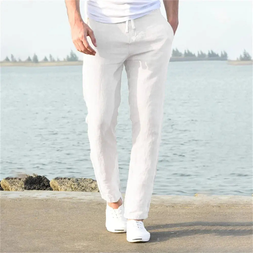 Men's Cotton Linen Pants Breathable Solid Color Trousers for Autumn Streetwear Fitness and Casual S to 3XL