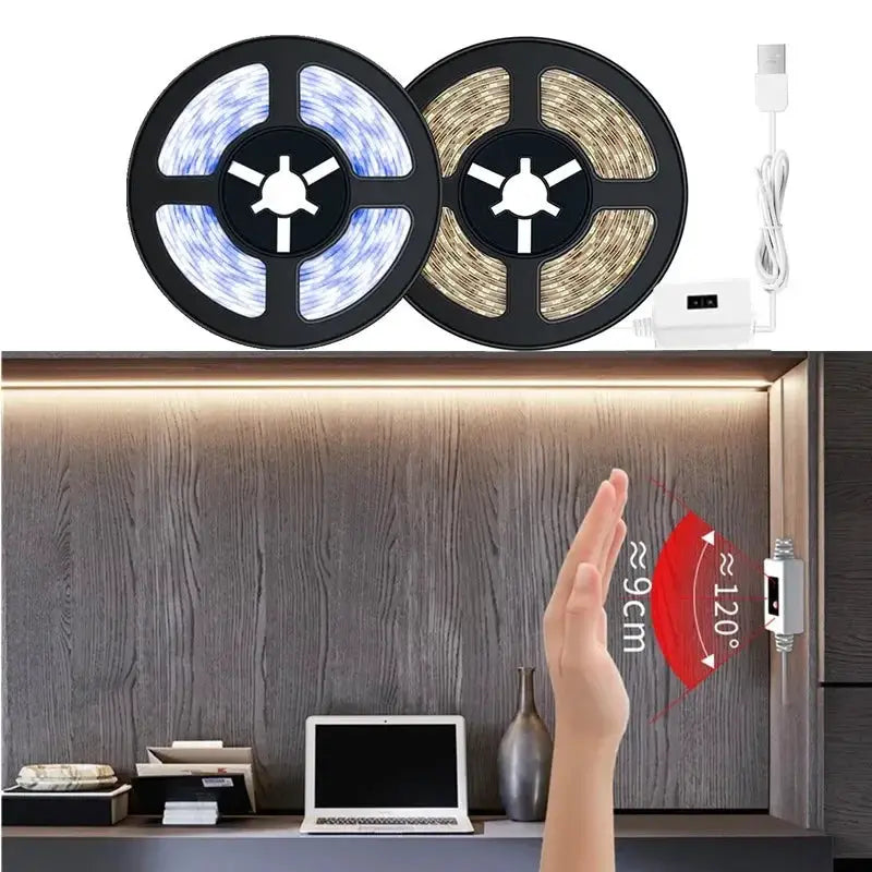 5V LED Under Cabinet Light With USB Smart Dimmer And Gesture Sensor For Cabinet, Closet, Kitchen, Wardrobe And Bedroom